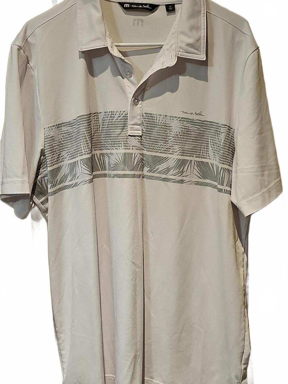 Travis Mathew Mens X Large White Stripes Short Sleeve Golf Casual Polo Shirt XL